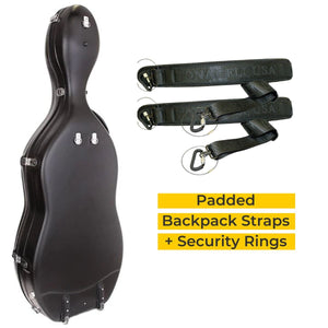 Tonareli Fiberglass Cello Case Wheels and Backpack Straps