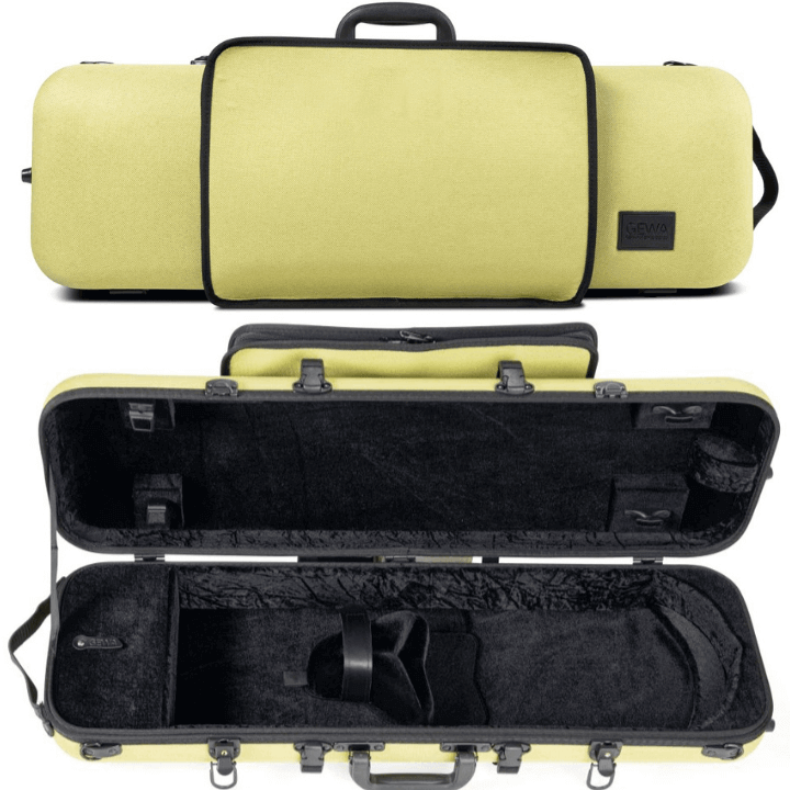 GEWA Violin Case, Bio-A, Oblong, 4/4-1/2, Lime, Music Pocket & Adjustable Neck Pad