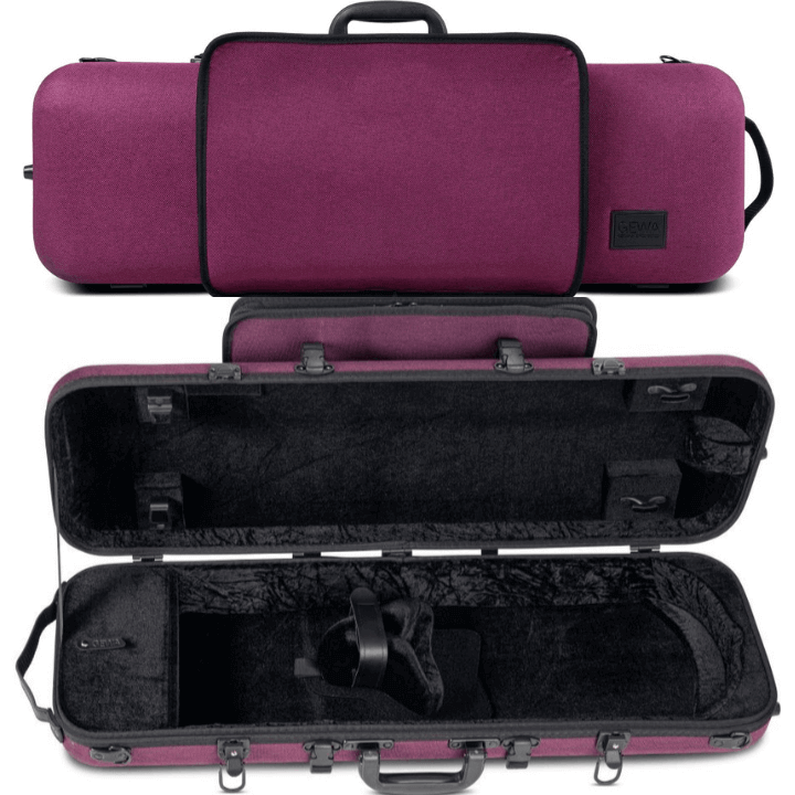 GEWA Violin Case, Bio-A, Oblong, 4/4-1/2, Violet, Music Pocket & Adjustable Neck Pad