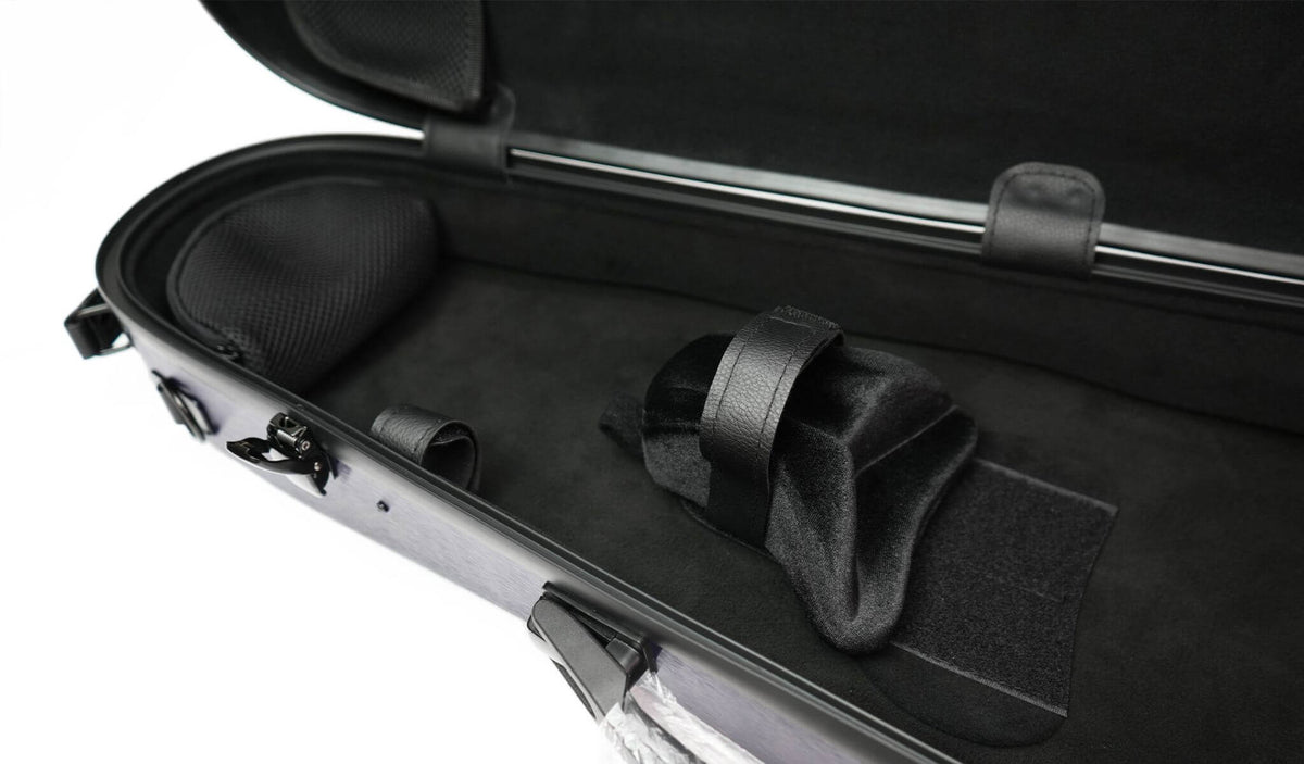 Viola secured with adjustable neck cushion inside the Molto Neo shaped viola case