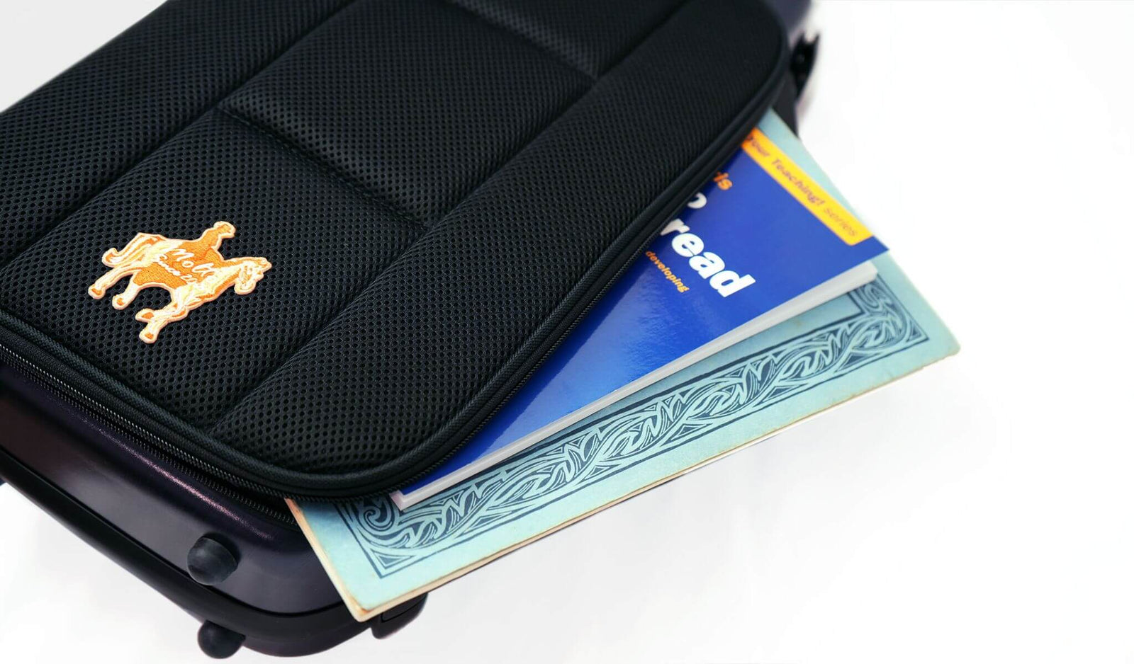 Molto Harmony cello-shaped violin case sheet music pouch
