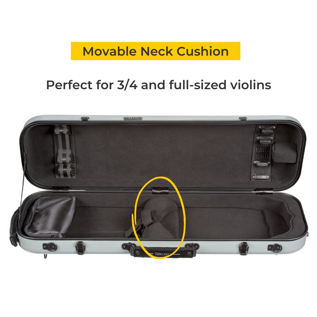 Tonareli Oblong Violin Case Movable Neck Cushion