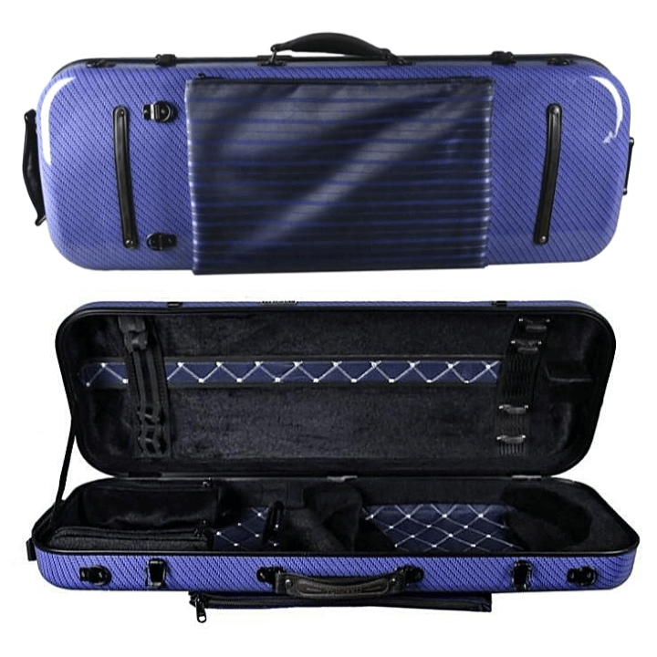 Tonareli Oblong Fiberglass Viola Case Blue Checkered - Great Violin Cases