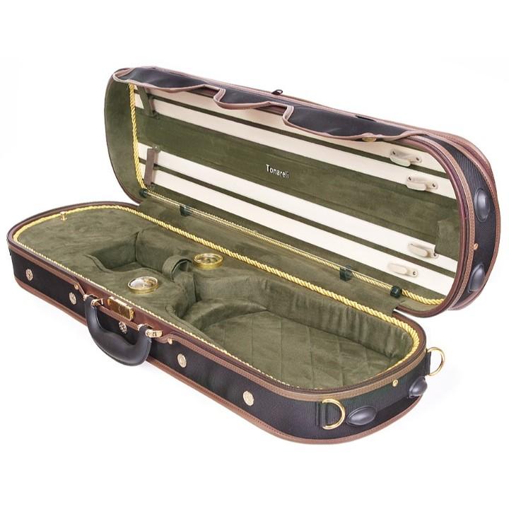 Tonareli Deluxe Violin Case Olive Interior | Great Violin Cases